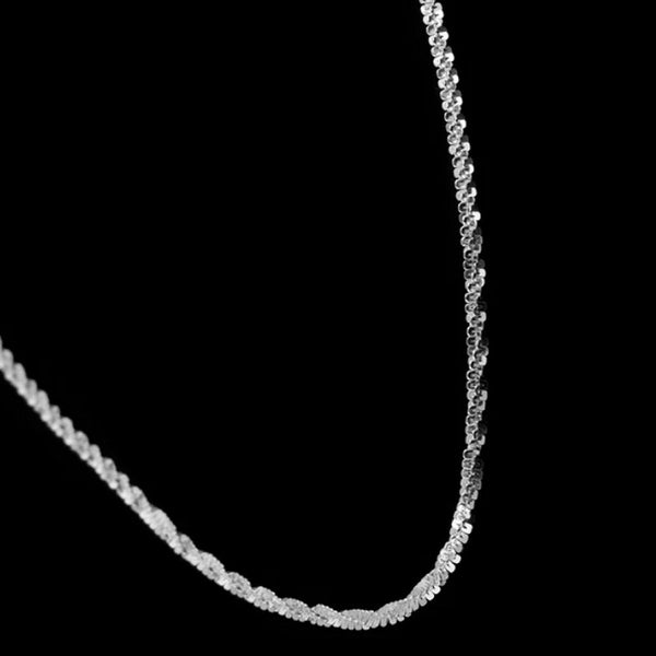 925 Sterling Silver Platinum Plated Diamond Cut Rock Chain - Charming and Trendy Ltd