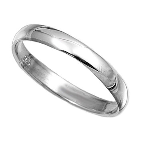 925 Sterling Silver 3mm D Shaped Plain Band Ring - Charming and Trendy Ltd