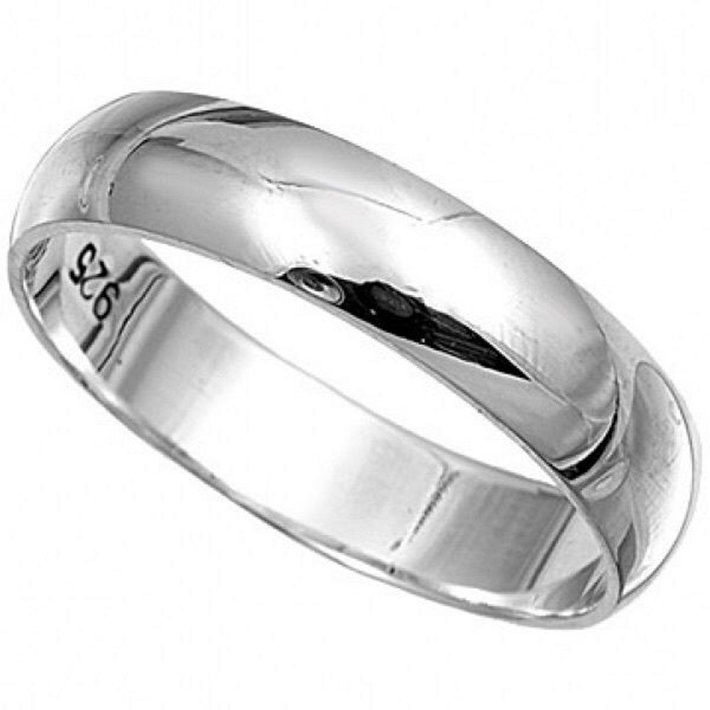 925 Sterling Silver 4mm D Shaped Plain Band Ring - Charming and Trendy Ltd