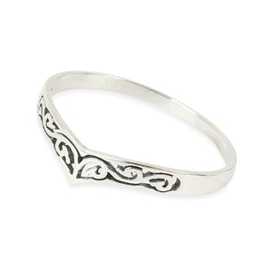 925 Sterling Silver Pattern Wishbone Stacking Ring - Charming and Trendy Ltd