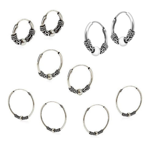 925 Sterling Silver Baltic Hoop Sleeper Earrings - Charming and Trendy Ltd