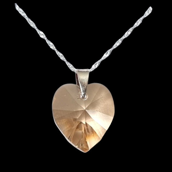 925 Sterling Silver Swarovski Crystal Heart Pendant & Twisted Curb Chain - Charming and Trendy Ltd