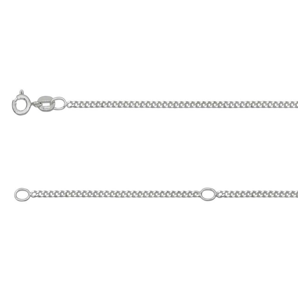 925 Sterling Silver Diamond Cut Ext Curb Chain (1.5mm - 16-18"/40-45cm - 2.8g)