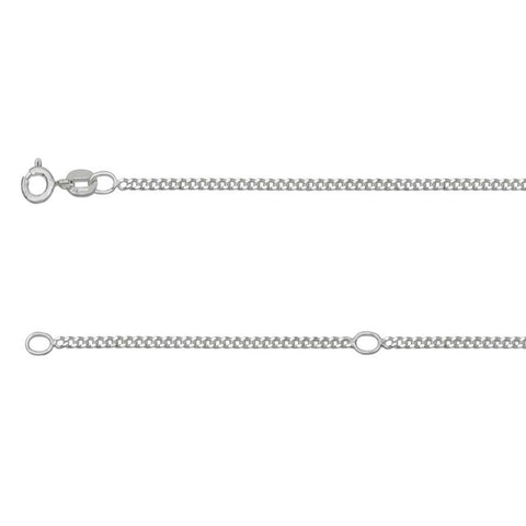925 Sterling Silver Diamond Cut Ext Curb Chain (1.5mm - 18-20"/45-50cm - 3.3g)