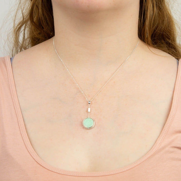 925 Sterling Silver Amazonite Comfort Medallion Spinning Pendant - Charming and Trendy Ltd