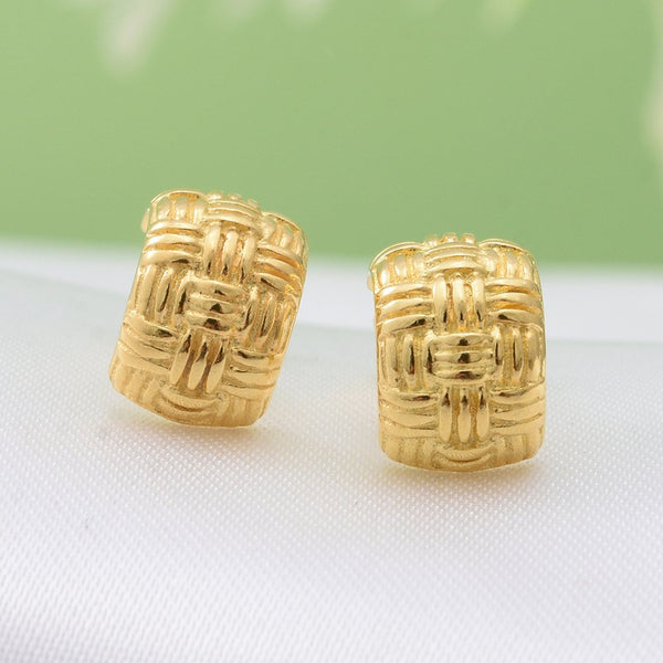 925 Sterling Silver Yellow Gold Plated J Hoop Stud Earrings - Charming and Trendy Ltd