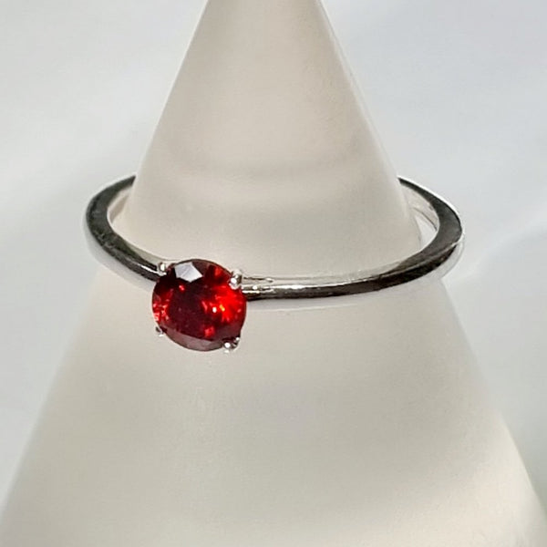 925 Sterling Silver Simulated Garnet Solitaire Ring - Charming and Trendy Ltd