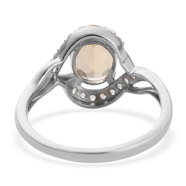 925 Sterling Silver Platinum Plated Yellow Scapolite and Zircon Ring - Charming and Trendy Ltd