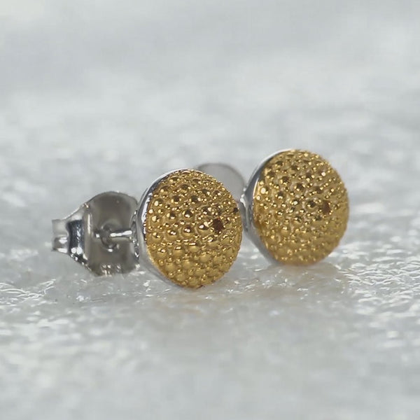 925 Sterling Silver Platinum & Gold Plated Yellow Diamond Stud Earrings - Charming and Trendy Ltd