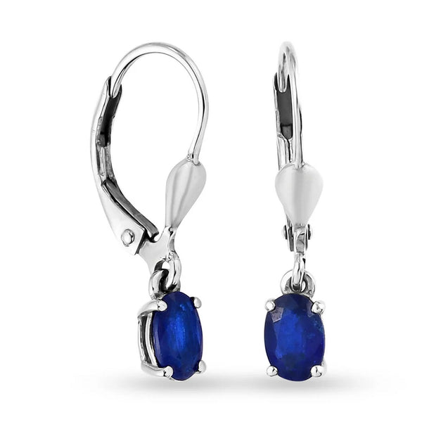 925 Sterling Silver Blue Spinel Solitaire Drop Earrings with Platinum Overlay - Charming and Trendy Ltd