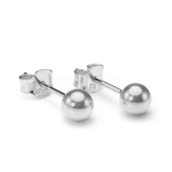 925 Sterling Silver Ball Stud Earrings - Pair - 2mm, 3mm, 4mm, 5mm, and 6mm