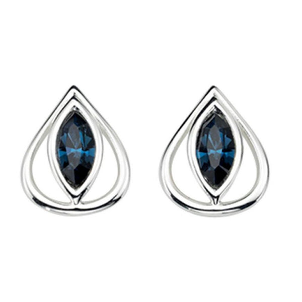 925 Sterling Silver Montana Blue Crystal Teardrop Stud Earrings - Charming and Trendy Ltd