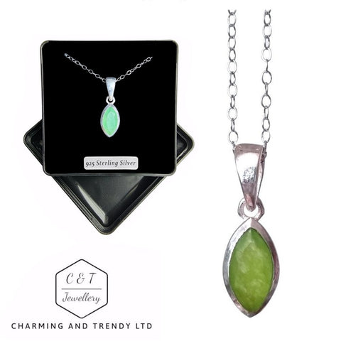 925 Sterling Silver Natural Green Jade Pendant - Charming and Trendy Ltd
