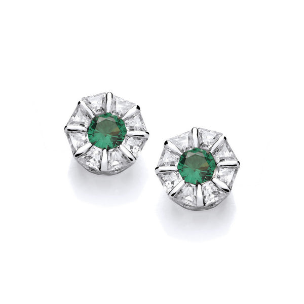 Deco Emerald Cubic Zirconia Stud Earrings - Charming and Trendy Ltd