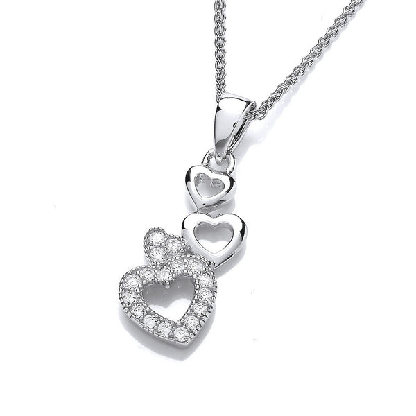925 Sterling Silver 4 Hearts Pendant with Cubic Zirconia - Charmin and Trendy Ltd#
