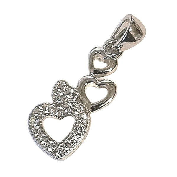 925 Sterling Silver 4 Hearts Pendant with Cubic Zirconia - Charmin and Trendy Ltd