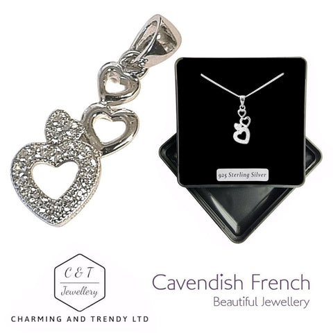 925 Sterling Silver 4 Hearts Pendant with Cubic Zirconia - Charmin and Trendy Ltd