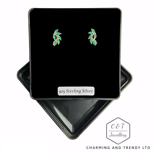 Cubic Zirconia Falling Leaves Climber Stud Earrings - Charming and Trendy Ltd