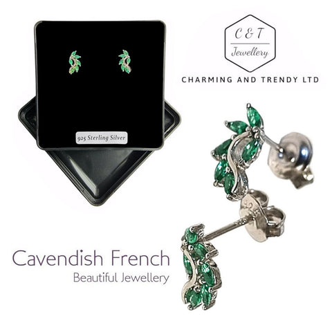 Cubic Zirconia Falling Leaves Climber Stud Earrings - Charming and Trendy Ltd