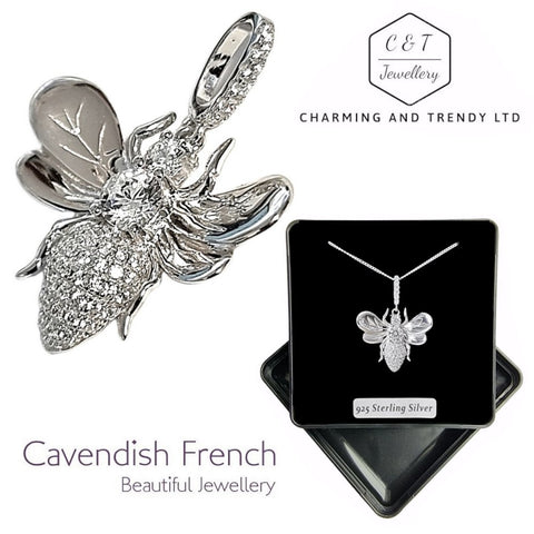 925 Sterling Silver Cubic Zirconia Honey Bee Pendant by Cavendish French