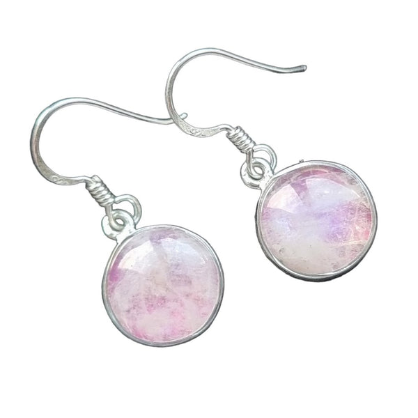 925 Sterling Silver Pink Moonstone Round Drop Earrings - Charming and Trendy Ltd