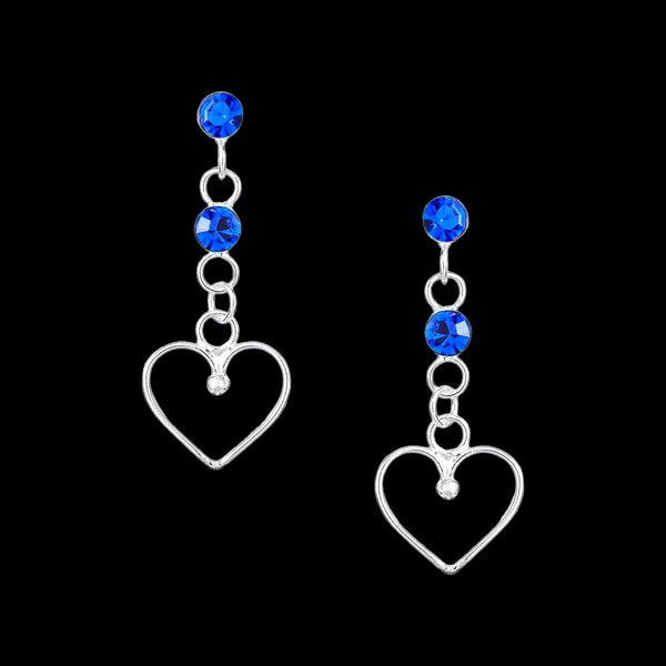 925 Sterling Silver Sapphire Crystal Dangle Heart Stud Earrings - Charming and Trendy Ltd