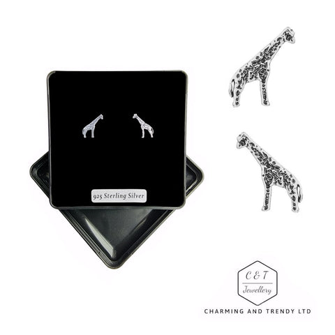 925 Sterling Silver Small Giraffe Stud Earrings - Charming and Trendy Ltd