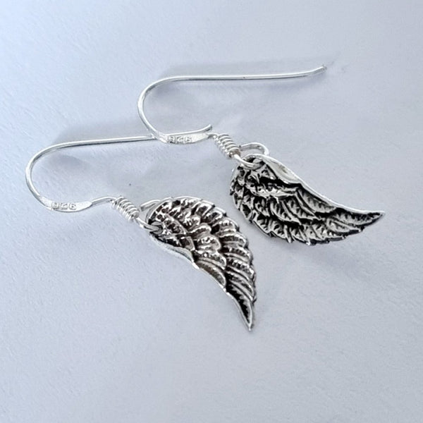 925 Sterling Silver Dainty Angel Wing Drop Earrings - Charming and Trendy Ltd