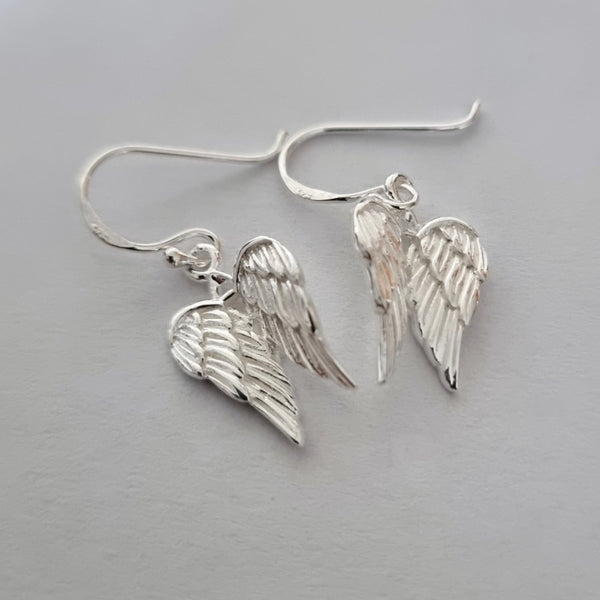 925 Sterling Silver Double Angel Wing Drop Earrings - Charming and Trendy Ltd