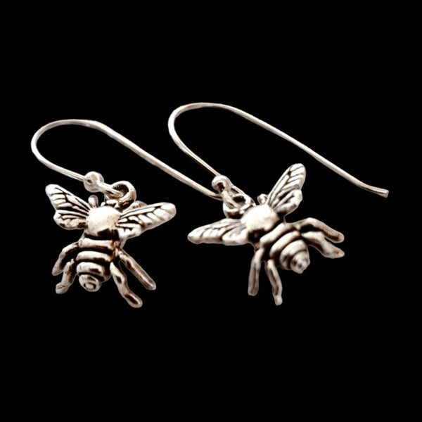 925 Sterling Silver 3d Textured Bee Drop Earrings - Charming and Trendy Ltd