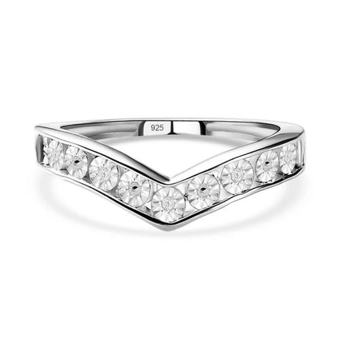 925 Sterling Silver Diamond Wishbone Band Ring - Charming and Trendy Ltd