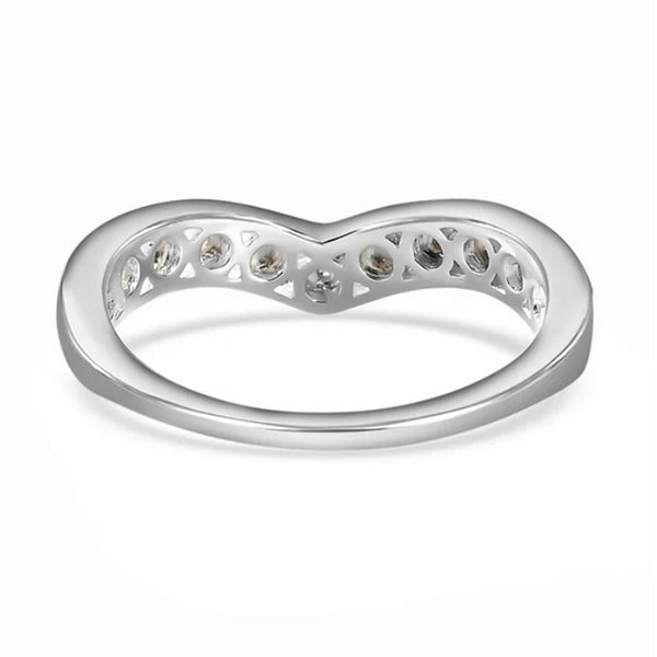 925 Sterling Silver Diamond Wishbone Band Ring - Charming and Trendy Ltd