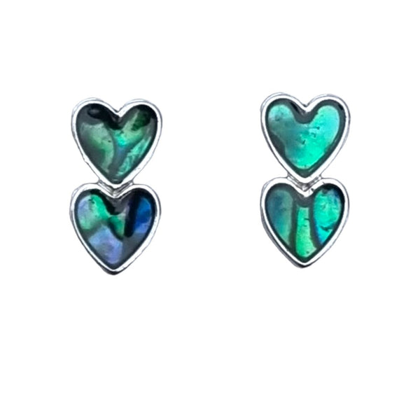 925 Sterling Silver Double Heart Dangle/Drop Stud Earrings - Charming and Trendy Ltd