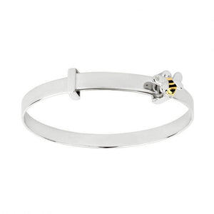 Silver Childs Bee Bangle, Gold Plating, Enamel & Diamond by D for Diamond - Charming and Trendy Ltd