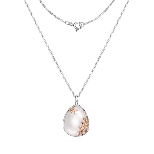 925 Sterling Silver Mother of Pearl Pendant with Rose Gold Plate Detail - Charming and Trendy Ltd