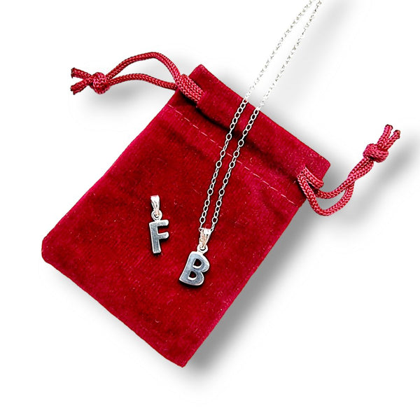 925 Sterling Silver Initial Letter W Pendant Charm Necklace (Style A)