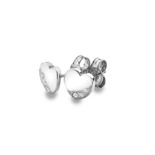 925 Sterling Silver/Gold Vermeil Lluna Heart & Cubic Zirconia Stud Earrings - Charming and Trendy Ltd