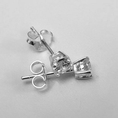 925 Sterling Silver 4mm Rnd Cubic Zirconia Stud Earrings - Charming and Trendy Ltd