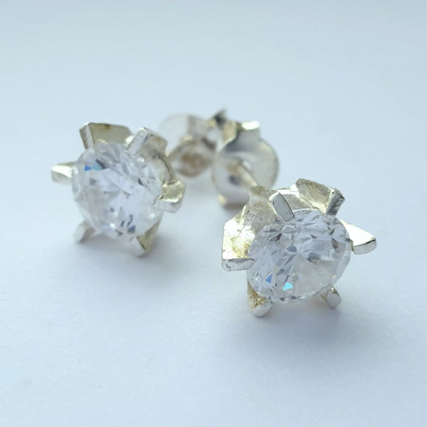 925 Sterling Silver Cubic Zirconia Round Studs by Beginnings (Boxed) - Charming And Trendy Ltd