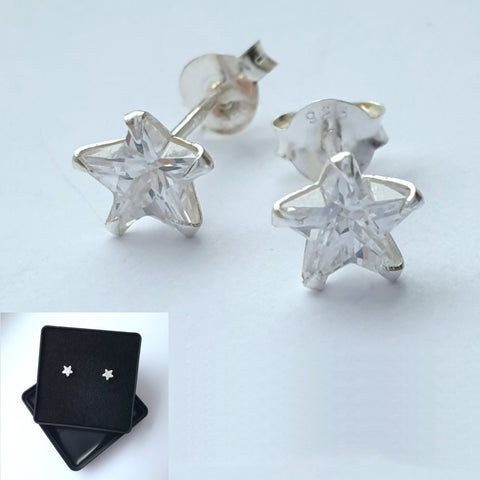 925 Sterling Silver Cubic Zirconia Small Star Studs by Beginnings (Boxed) - Charming And Trendy Ltd