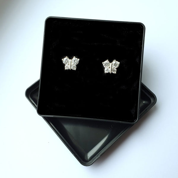925 Sterling Silver Cubic Zirconia Butterfly Studs by Beginnings (Boxed) - Charming And Trendy Ltd