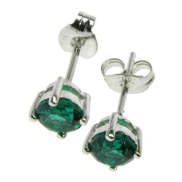925 Sterling Silver Emerald Solitaire Pendant & Stud Earring Set (Boxed) - Charming And Trendy Ltd