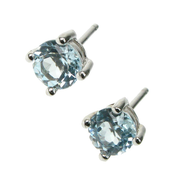 925 Sterling Silver Blue Topaz Solitaire Pendant & Stud Earring Set (Boxed) - Charming And Trendy Ltd