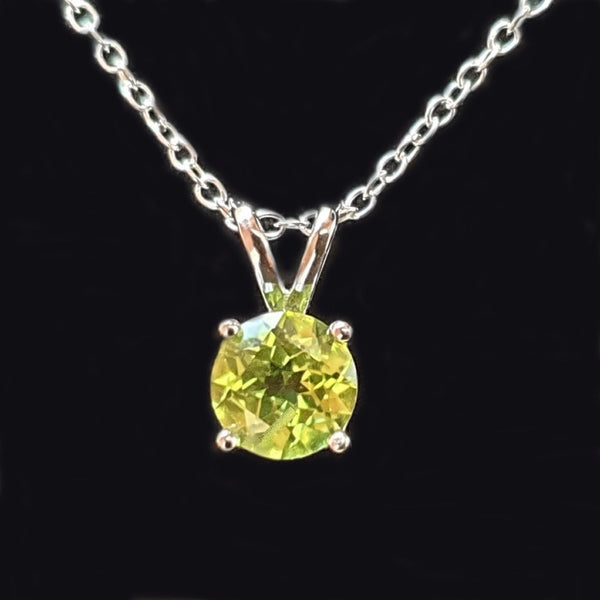 925 Sterling Silver Peridot Solitaire Pendant 16",18",20",22" and 24" - Gift Boxed - Charming And Trendy Ltd