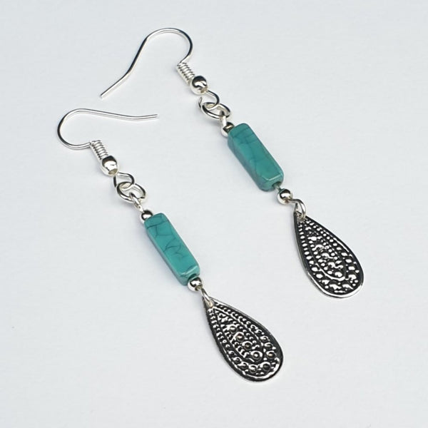 Silver and Turquoise Drop Earrings - Charming And Trendy Ltd