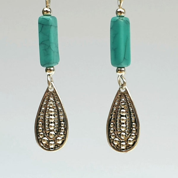 Silver and Turquoise Drop Earrings - Charming And Trendy Ltd