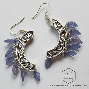 Silver and Purple Dangle Earrings - Charming And Trendy Ltd