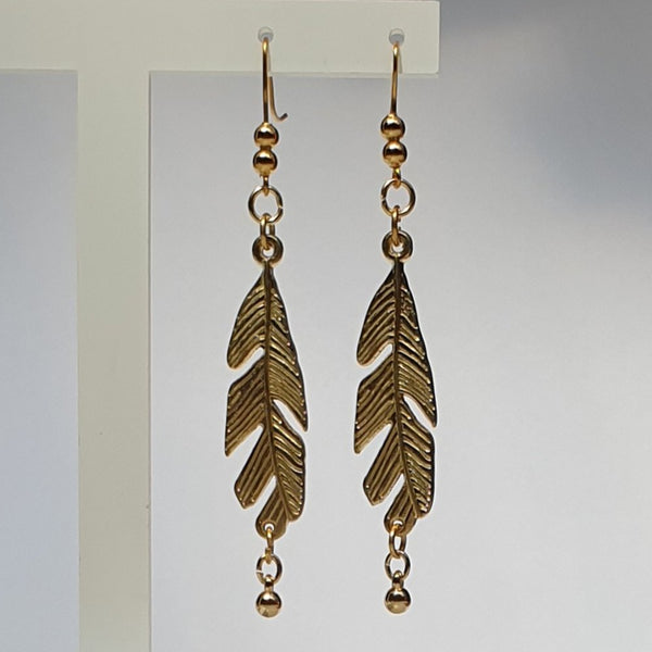 Leaf and Bead Dangle Earrings - Charming And Trendy Ltd