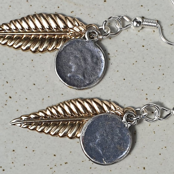 Leaf and Vintage Coin Dangle Earrings - Charming And Trendy Ltd