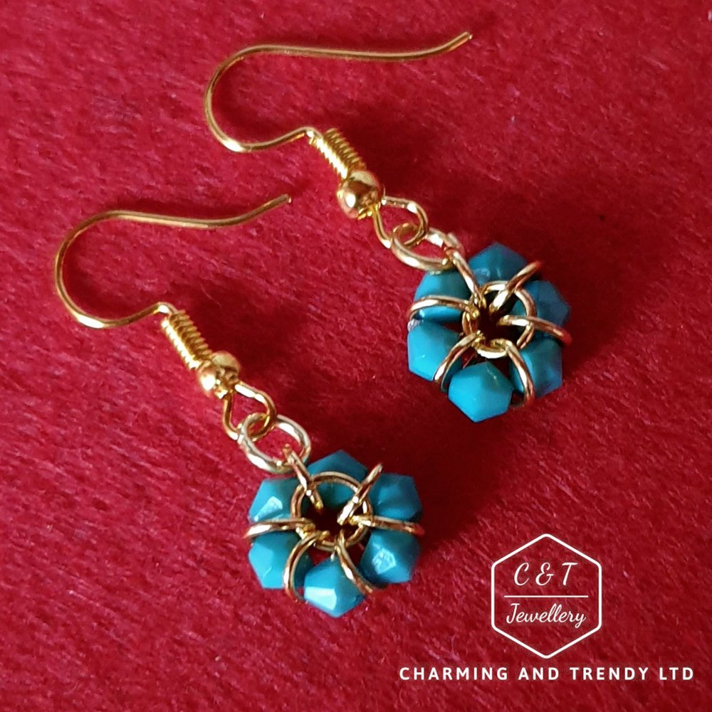 Turquoise Gold Plated Drop Earrings - Charming And Trendy Ltd